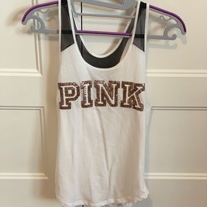 PINK Victoria's Secret Tops - 👗2 for $20👗VS Pink bling mesh y-back tank PINK Victoria's Secret Tops - 👗2 for $20👗VS Pink bling mesh y-back tank